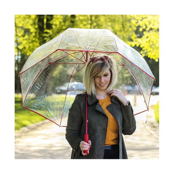 Prozirni kišobran za golf s crvenim detaljima Ambiance Birdcage Ribs, ⌀ 111 cm-image-1
