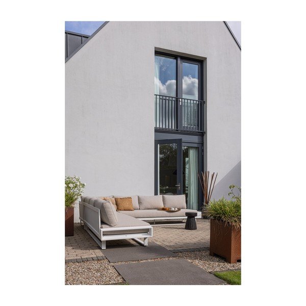 Bijela/siva vrtna sofa aluminijska (s lijevim kutom) Flint – Exotan-image-2