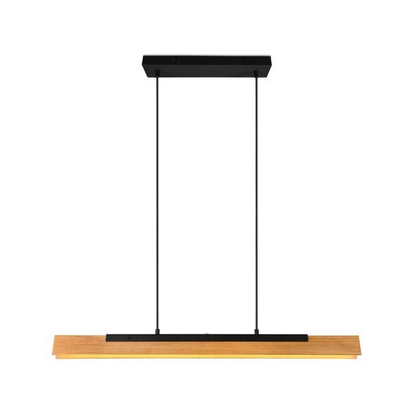 Mat crna LED viseća svjetiljka s drvenim sjenilom Kerala – Trio