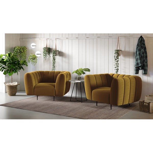 Žuta baršunasta fotelja Ghado Shel-image-1