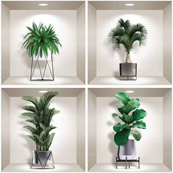 Set od 4 zidne 3D samoljepljive naljepnice Ambiance Indoor Plants-image-1