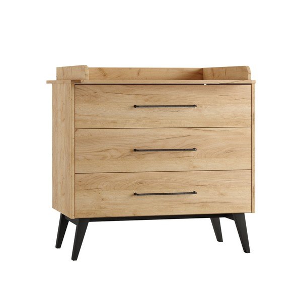 Niska dječja komoda u dekoru bukve u prirodnoj boji 100x92 cm Retro – Pinio-image-3