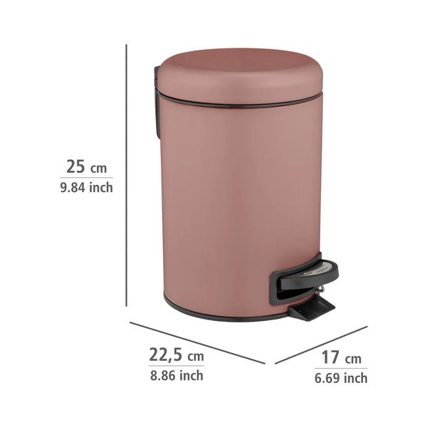 Prljavo roza željezna kanta za smeće s pedalom 3 l Leman – Wenko-image-2