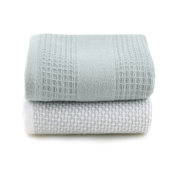 Mentol zeleni/sivi ručnici u setu 2 kom vafle strukture 40x60 cm Betty – Foutastic-image-3
