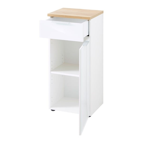 Bijeli niski kupaonski ormarić u dekoru hrasta 39x86 cm Pescara – Germania-image-2