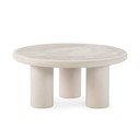 Krem okrugao stolić za kavu u kamenom dekoru ø 80 cm Iriel – MOME