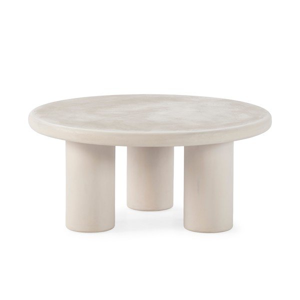 Krem okrugao stolić za kavu u kamenom dekoru ø 80 cm Iriel – MOME