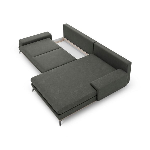 Tamnosivi kutni kauč na razvlačenje Windsor & Co Sofas Planet, desni kut-image-3