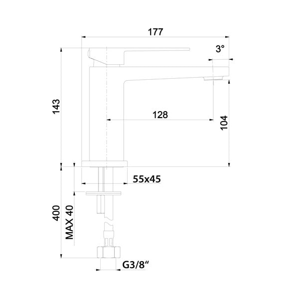 Mat crna stojeća slavina za umivaonik Latus – Sapho-image-2