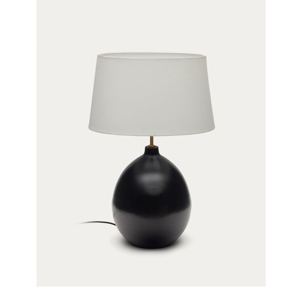 Crno-bijela stolna lampa s tekstilnim sjenilom (visina 72 cm) Foixa – Kave Home-image-4