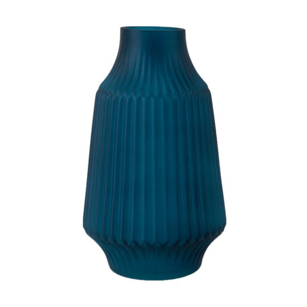 Plava staklena vaza PT LIVING Stripes, ø 16 cm