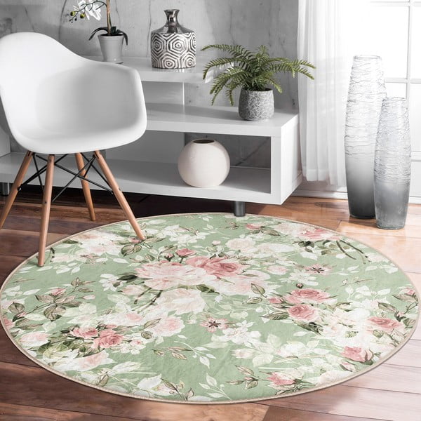 Svijetlo zeleni periv/pogodan za robotski usisavač okrugli tepih ø 120 cm Comfort – Mila Home-image-3