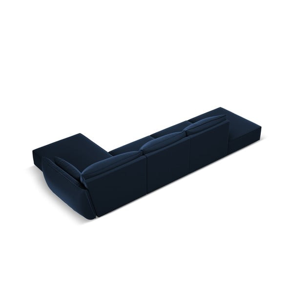 Tamno plava baršunasti kutna garnitura (s desnim kutom/s ležaljkom) Vanda – Mazzini Sofas-image-3