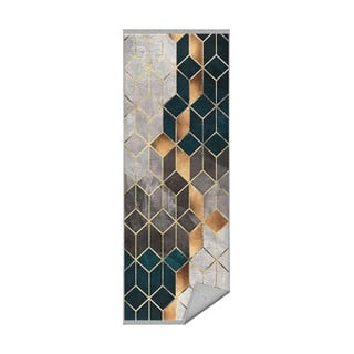Bijelo-petrolej zeleni perivi tepih staza 80x200 cm – Mila Home
