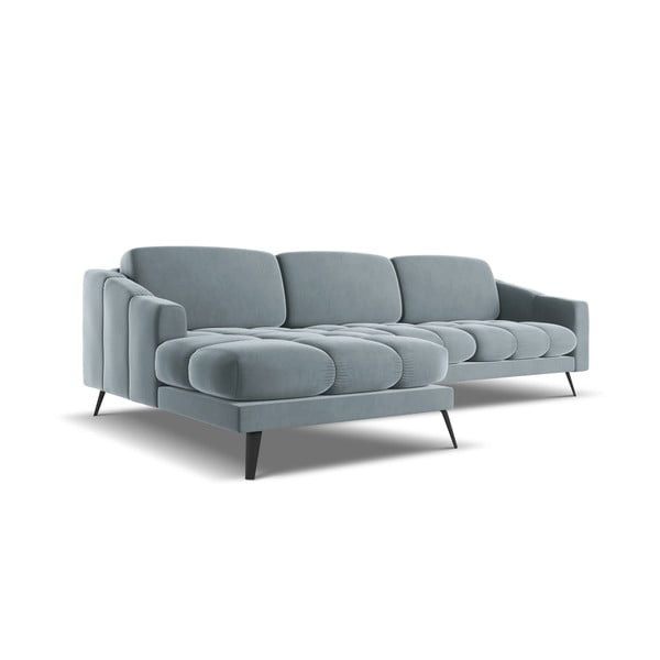 Svijetlo plava baršunasti kutna garnitura (s lijevim kutom) Nalu – Makamii-image-3