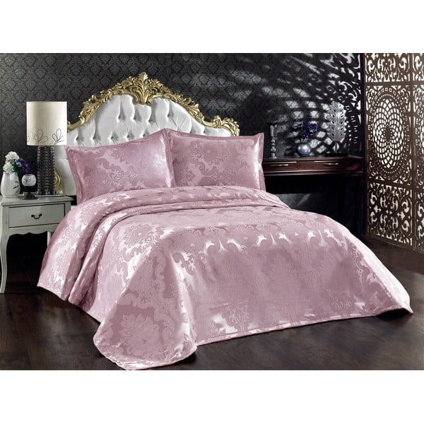 Ružičasti pamučan prekrivač za bračni krevet 240x260 cm Beste – Mijolnir
