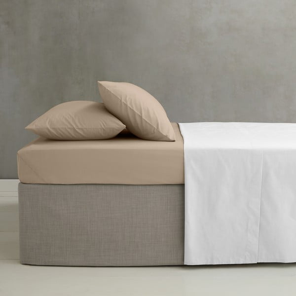 Svjetlo smeđa plahta s gumom od perkala 135x190 cm Easy Iron Percale – Catherine Lansfield-image-1