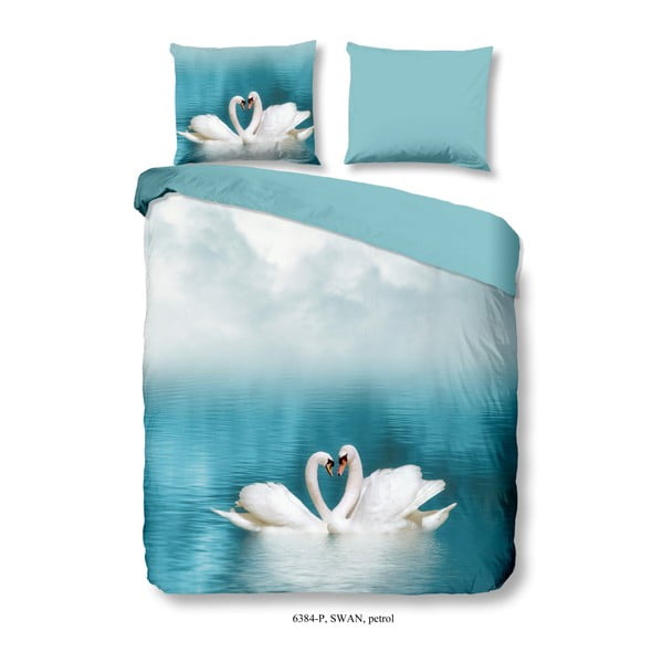 Pamučna posteljina za bračni krevet Dobro jutro labude, 200 x 200 cm