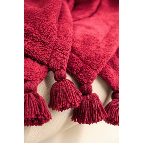 Crveni prekrivač od mikropliša za bračni krevet 200x220 cm Puffy – Mijolnir-image-2