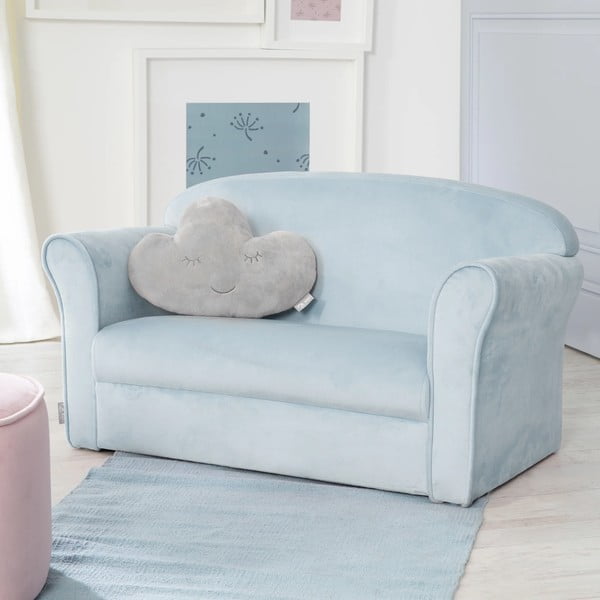 Svijetlo plavi baršunast dječji kauč 78 cm Lil Sofa – Roba-image-1