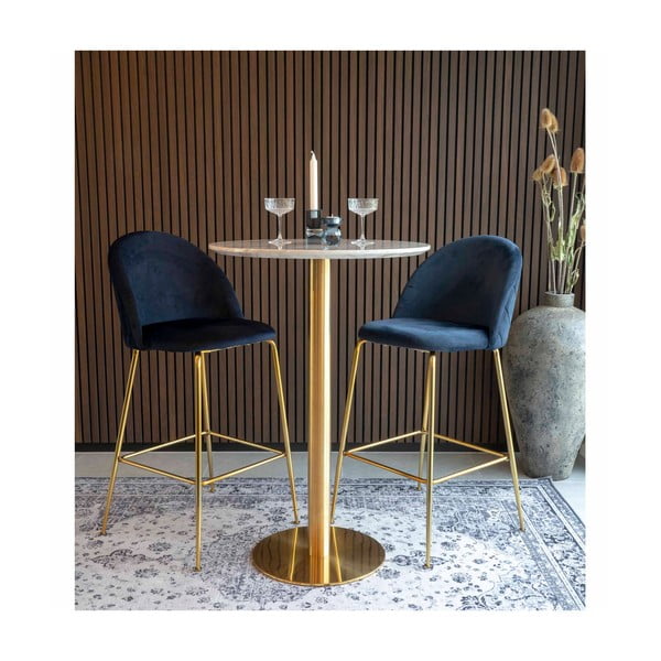 Okrugli barski stol s pločom stola u mramornom dekoru ø 70 cm Bolzano – House Nordic-image-4