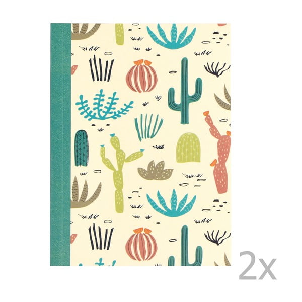 Set od 2 bilježnice s crtom Rex London Desert u cvjetnim kaktusima