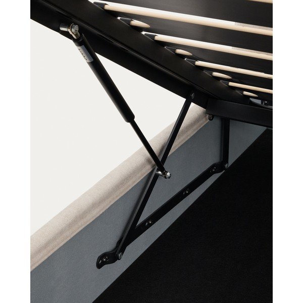 Bež tapecirani bračni krevet od šenila s prostorom za odlaganje s podnicom 180x200 cm Dafra – Kave Home-image-3