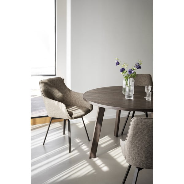 Tamno smeđi okrugao proširiv blagovaonski stol u dekoru hrasta ø 130 cm Glenside – Rowico-image-2