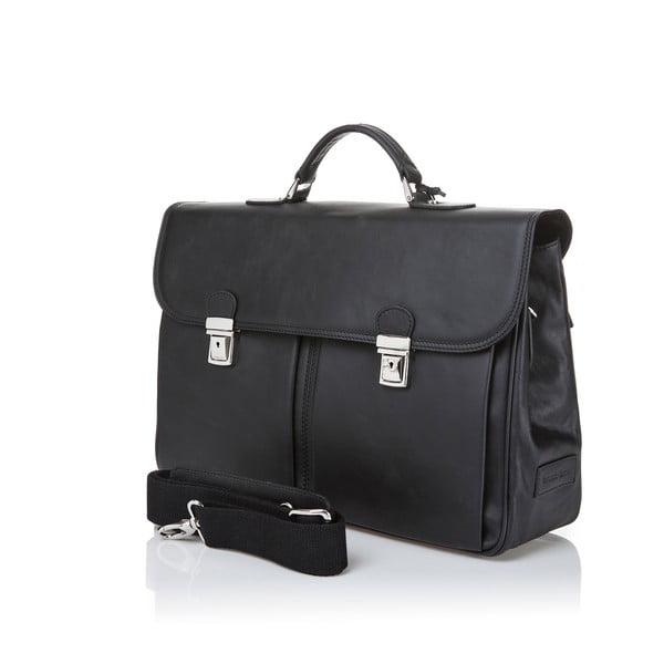 Crna muška aktovka od teleće kože Ferruccio Laconi Brief-image-1