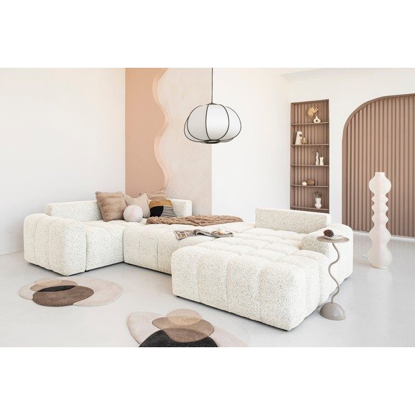 Krem sklopiva/s prostorom za odlaganje kutna garnitura (s lijevim kutom) Lulu – Miuform-image-1