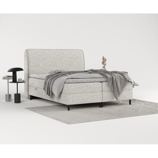 Svijetlo sivi boxspring krevet s prostorom za pohranu 140x200 cm Melba – Maison de Rêve-image-1