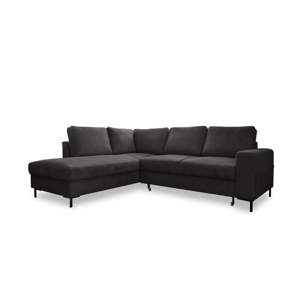 Tamno siva sklopiva kutna garnitura od samta (s lijevim kutom) Lofty Lilly – Miuform