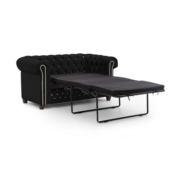 Crna baršunasti sklopiva sofa 148 cm York Blik – Ropez-image-2