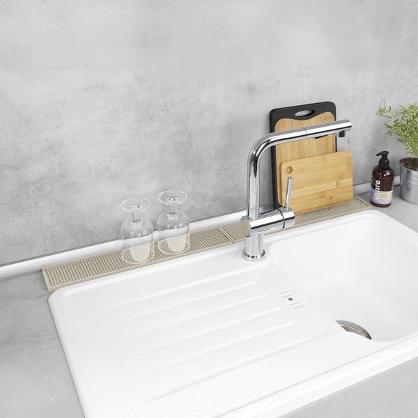 Bež plastična podloga za ocjeđivanje posuđa 42x8 cm Slim – Wenko-image-2