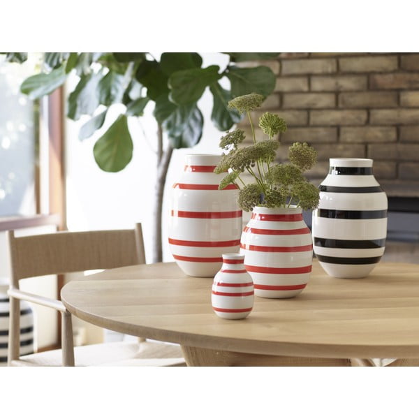 Bijelo-crvena prugasta keramička vaza Kähler Design Omaggio, visina 20,5 cm-image-2