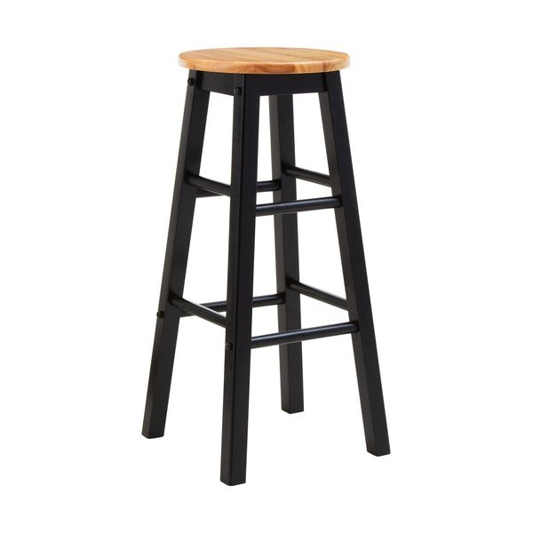 Crna/u prirodnoj boji barska stolica od masivnog kaučuka (visine sjedala 74 cm) Chester – Premier Housewares