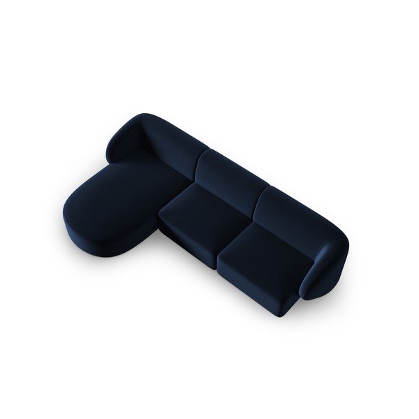 Plava baršunasti kutna garnitura (s lijevim kutom/s ležaljkom) Paolo – Milo Casa-image-2