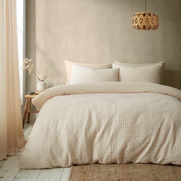 Bež posteljina za bračni krevet 200x200 cm Muscat Waffle – Pineapple Elephant-image-2