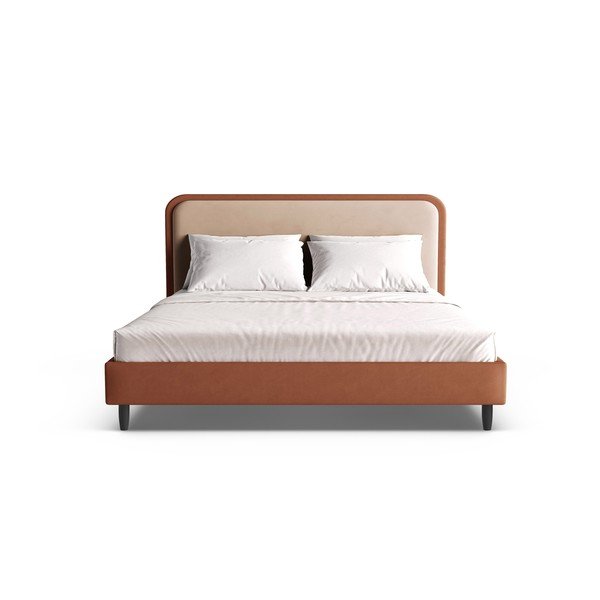 Ciglasti tapecirani bračni krevet s podnicom 160x200 cm Aveline – Micadoni -image-3