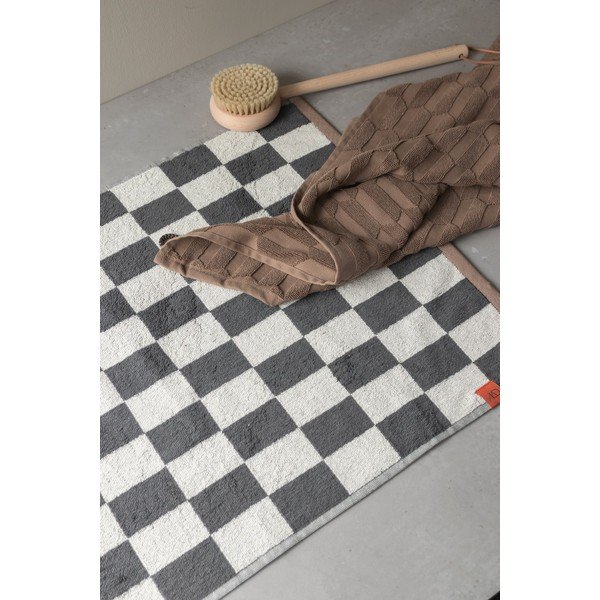 Antracitno siva/bež kupaonska prostirka za tuš od organskog pamuka 50x80 cm Retro – Mette Ditmer Denmark-image-1