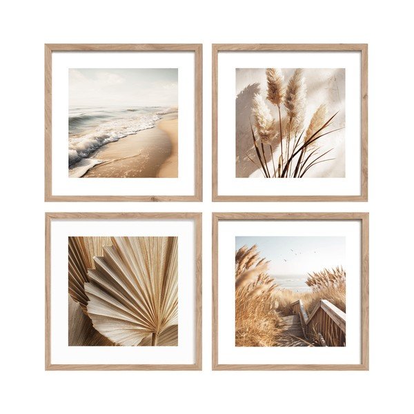 Tiskane slike u setu 4 kom s okvirom 30x30 cm Boho Dreams – Styler