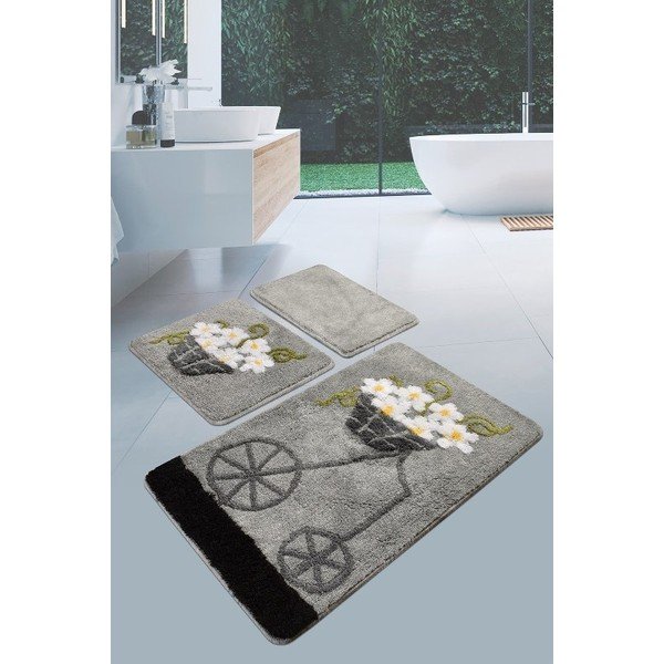 Sivi kupaonski otirači u setu od 3 komada 100x60 cm Alacati - Foutastic-image-1