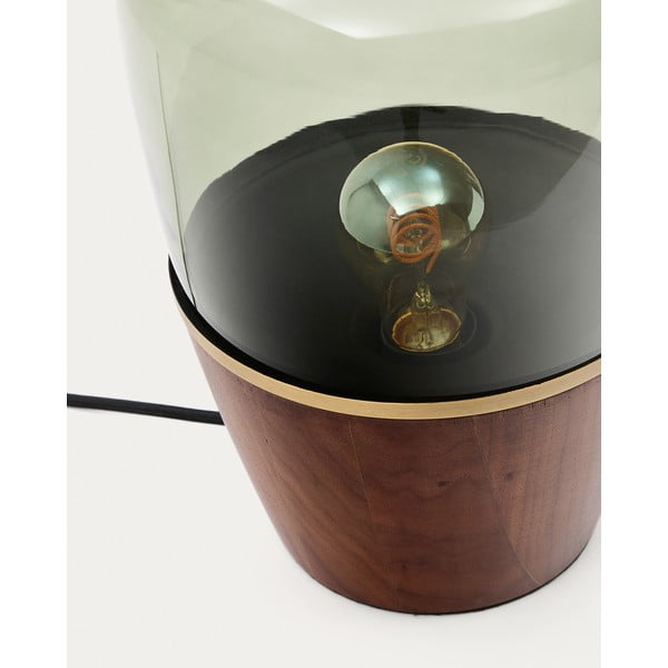Zelena/u tamnoj prirodnoj boji stolna lampa sa staklenim sjenilom (visina 30 cm) Silex – Kave Home-image-4