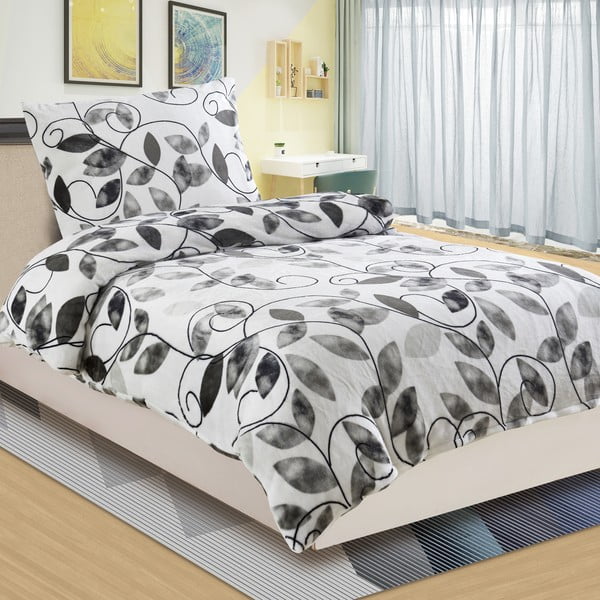 Crno-bijela mikroplišana posteljina za krevet za jednu osobu My House Edera, 140 x 200 cm