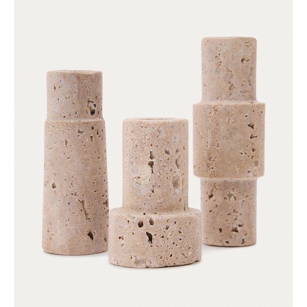 Kameni svijećnjaci u setu 3 kom Majid – Kave Home-image-2