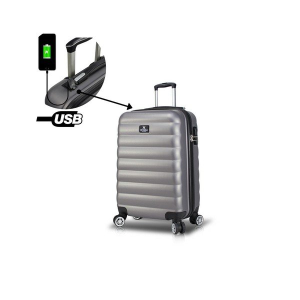 Sivi putni kovčeg s kotačima i USB priključkom My Valice COLORS RESSNO Medium Suitcase-image-2