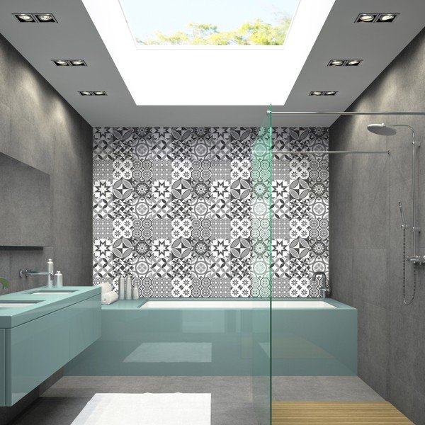Set od 9 Ambiance zidnih naljepnica Azulejos Shades of Grey Sotchi, 15 x 15 cm-image-2