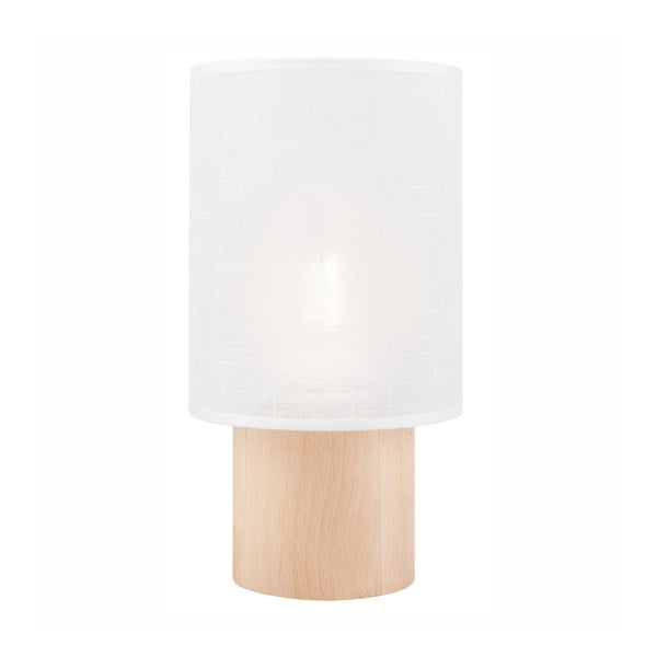 Bijela/svjetlo smeđa stolna lampa s tekstilnim sjenilom (visina 30 cm) Ari – LAMKUR