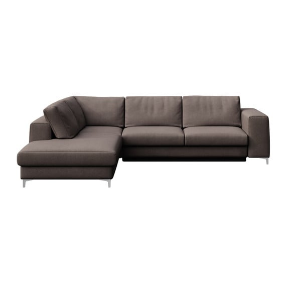 Smeđe-siva baršunasti sklopiva/s prostorom za odlaganje kutna garnitura (s lijevim kutom/u obliku slova L) Rene – Rodier