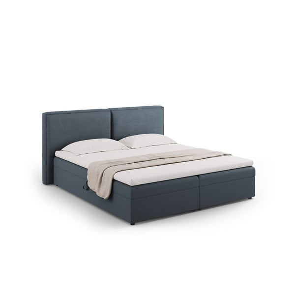 Plavi boxspring krevet s prostorom za odlaganje 160x200 cm Arendal – Cosmopolitan Design-image-1